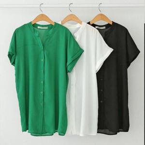 [강물처럼]빅사이즈여름블라우스 K196L505 차이나카라롤업블라우