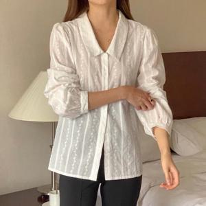 [강물처럼]아이우먼 면자수내츄럴블라우스 DDS873M410 빅사이즈