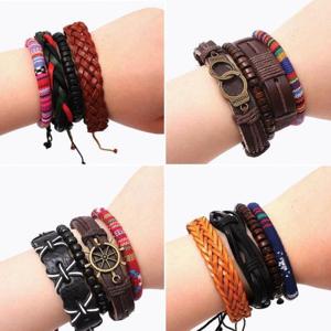 가죽팔찌 남녀 패션팔찌 커플팔찌 핸드메이드 가죽 염주팔찌