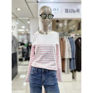 제시뉴욕 세이브존04 면100% 어깨 단추장식 스트라이프 티셔츠 AEM5TZ2170PP