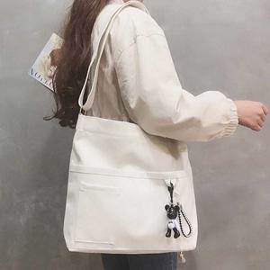 장식 포인트 캔버스 숄더 크로스백 에코가방 캐주얼백