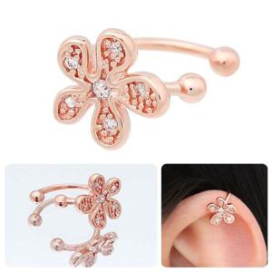 14KGP 큐빅 꽃 로즈골드 포인트 링 귀찌 이어커프