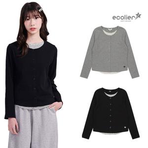 [에꼴리에]여자 봄신상 스트라이프 레이어드 가디건티(26A1458)