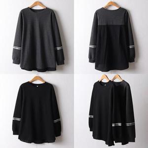 [강물처럼]위쉬몰 MN 소매테잎배색롱티셔츠(F848H412) 빅사이즈