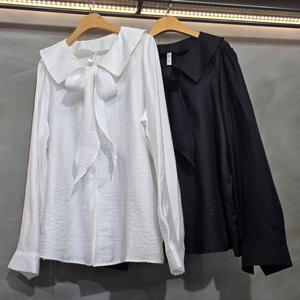 [강물처럼]빅사이즈블라우스 X083L601 차르르리본끈블라우스 GO