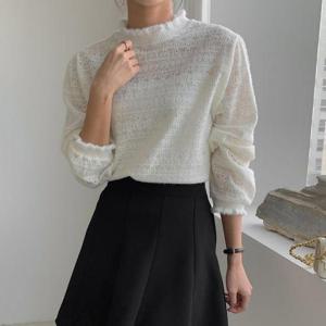 [강물처럼]아이우먼 레이스텐션기모블라우스 BNT452M412 빅사이