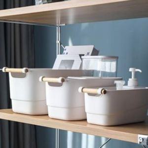 [반려] 우드 손잡이 장난감 소품 정리 바구니 중형