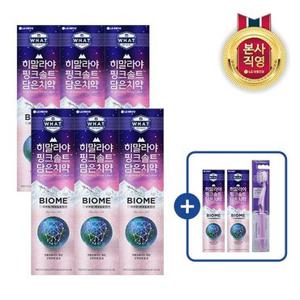 [총 8개][잇몸/구취]죽염 히말라야 핑크솔트바이옴 치약100gx6개+치약100gx2개+칫솔1개