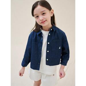 [TAG 89000원][빈폴키즈] 진청 여아 데님 크롭 셔츠 네이비 (BI5264G90R)