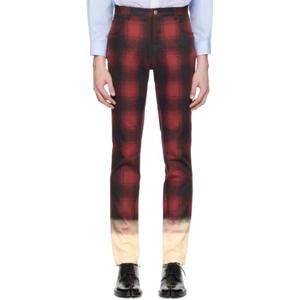 메종마르지엘라 청바지 블랙   레드 코튼 스키니 진 241168M186001