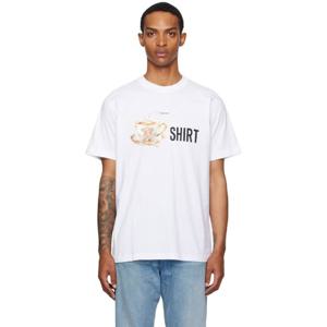 모스키노 티셔츠 화이트 프린트 오가닉 코튼 티셔츠 252720M213000