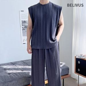 빌리버스 남성 트레이닝 세트 민소매 나시티 플리츠 여름 밴딩 바지 셋업 BDT382