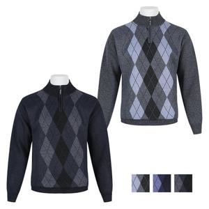 남자 소프트 기모 다이아 반목 니트 DD-KN-628-1-블루