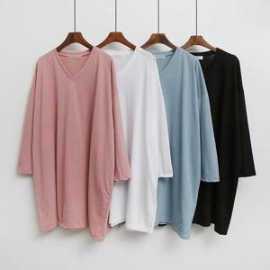 [강물처럼]빅사이즈사랑해요 C513L401 코튼무지브이롱박스티 NO