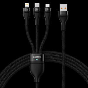 베이스어스 플래쉬시리즈2 C+USB to 3in1 100W 멀티 고속 충전케이블 1.2m