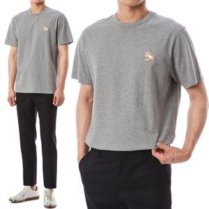 메종키츠네 폭스 자수패치 라운드 티셔츠/GU00154KJ0010 GRM