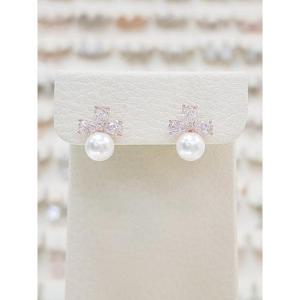 볼라레 세이브존01 소프트 블라썸 큐빅 진주 꽃 귀걸이 spe1278