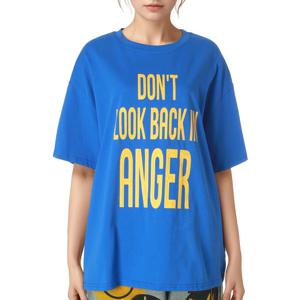 [르니앤맥코이(여성)]쟈스민옐로우 레터링 블루 롱 티셔츠 MM04TS529FJY