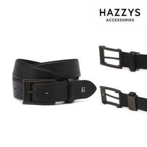 [선물포장][남성수동벨트] 블랙 단색 H장식 소가죽 벨트 HJBE4E331BK
