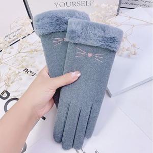 MFNC030073 - 키튼 프린트 러블리 터치스크린 장갑 털장갑