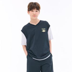 [오션스카이] 남아 쿨 브이넥 레이어드 반팔 티셔츠-ECJB5837E0G