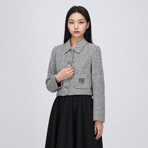 [케네스 레이디]하운드체크 자수 숏 자켓 (EWJKPC03)