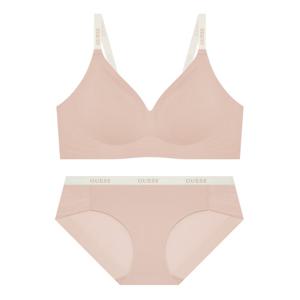 캐주얼 솔리드 프리컷 브라 팬티 세트 - 베이지