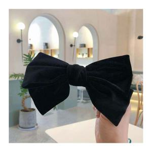 벨벳 리본 머리핀 X2개 헤어핀 겨울 헤어 악세사리