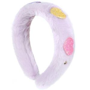 [프랜치켓] 여아겨울머리띠 연보라 퍼 하트 헤어밴드 Q55DG5161N6