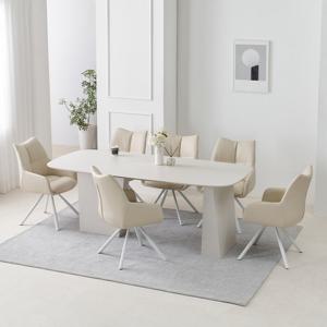 스코나 라벨라 포세린 세라믹 6인 식탁세트(회전 의자 6개)