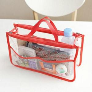 가방속정리 EVA 더블 지퍼 방수 투명 파우치 백인백 이너백 여성