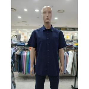 크로커다일 세이브존05 여름 린넨 터치 강연 솔리드 네이비 반팔남방 AAWS2453 38