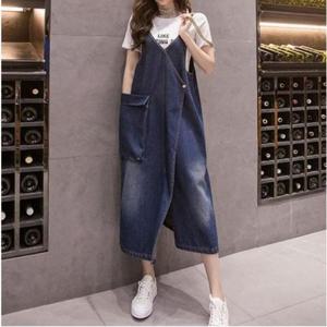 [깨비몰][깨비몰] 여성 데님원피스 멜빵 원피스 와이드 롱치마 (