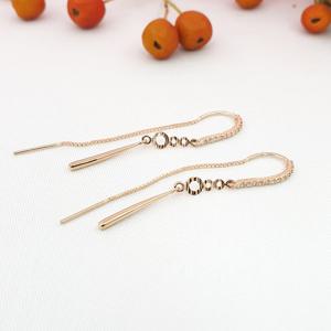 [현골드앤실버] 14k 미니서클 물방울 롱 귀걸이