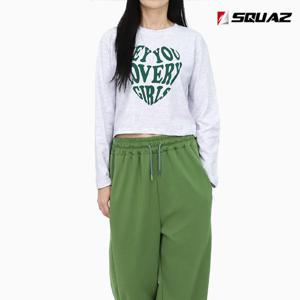 [스콰즈]스콰즈 여성 코튼 프린팅 크롭 긴팔 티셔츠 SUS005