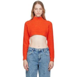 26 SS 모스키노 여성 오렌지 자수 터틀넥 스웨터 232132F099000