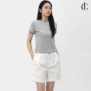 엘케이트 여자 반팔티 라운드넥 배색 링거티 여름 티셔츠 LFL004