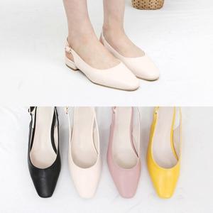 [애슬릿] 둥근 버클 스퀘어 여성 슬링백 플랫 슈즈