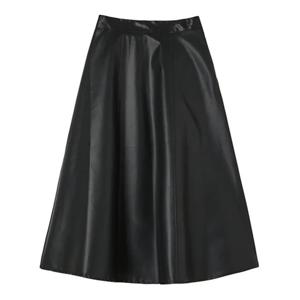 [랩]페이크레더 뒷밴딩 플레어 롱스커트 AR4LSB40