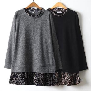 [강물처럼]위쉬몰 OL 잔꽃프릴레이어드티(J603H312) 빅사이즈 (1