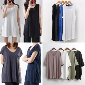 [강물처럼]봄여름 빅사이즈여성의류 큰옷 롱 나시 민소매 티셔츠