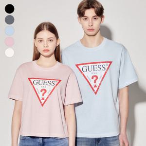 [백화점][게스(진)]남여공용 세미오버 오리지널 크랙 삼각 반팔티셔츠 MP2K9420