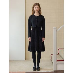 [올리브데올리브] OW5WOA27 울자켓 레이어드 플레어 벨벳 원피스