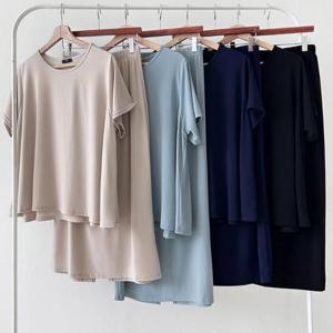 [강물처럼]빅사이즈반팔투피스 U478L505 편하고부드러운치마세트