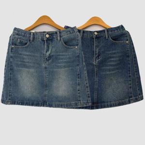 [강물처럼]빅사이즈청치마 U492L505 핫워싱캐주얼미니스커트 DO