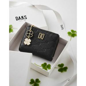 선물포장  (DCWA6E635BK) 블랙 DD로고 소가죽 슬림 반지갑