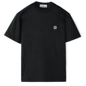 24FW 스톤 가슴패치 라운드 반팔티 블랙 811524113 A0029