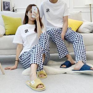 잠옷 (이거찜)순면 커플 체크 파자마 팬츠/호캉스/커플잠옷