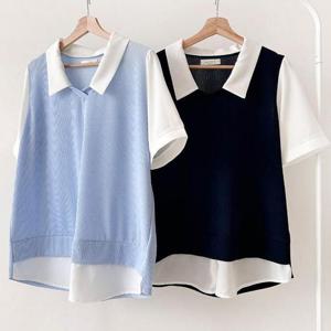 [강물처럼]빅사이즈카라티 U180L503 제니카라넥레이어드티 BS (3