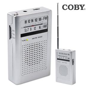 코비 COBY 미니 라디오 AM FM 휴대용 재난대비 비상용 스피커 건전지 CXPR30